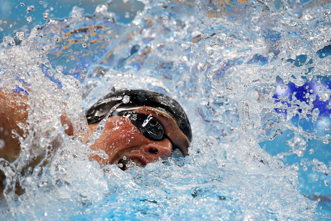 Ryan Lochte of the United States competes in the men's 20- meter freestyle final.