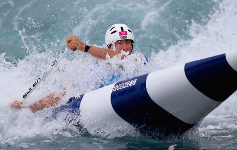 David Florence of Great Britain paddles through in the men's canoe single slalom semifinal Tuesday.