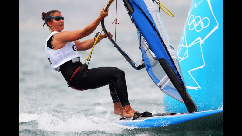 Bryony Shaw represents Great Britain in the women's sailing competition. 