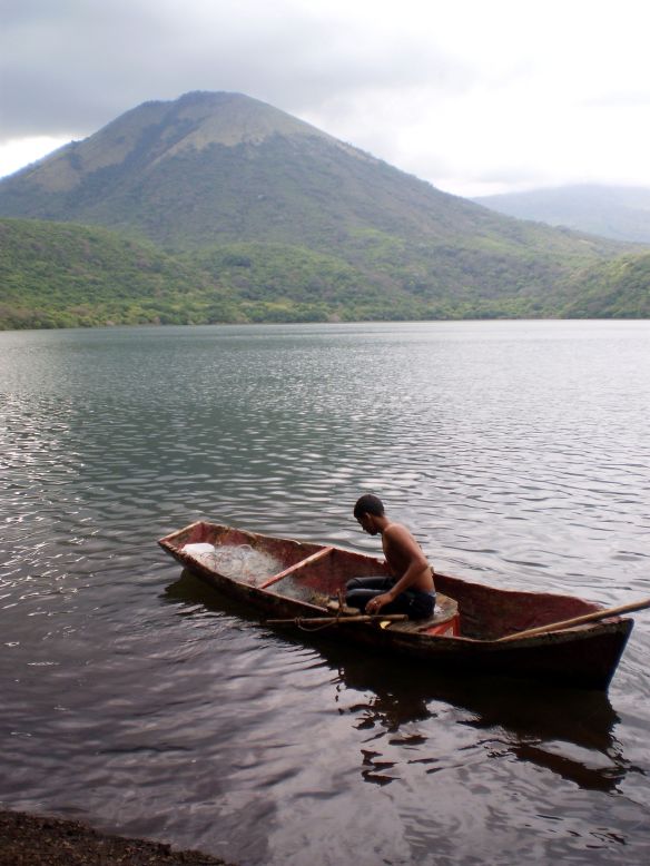 Tourists can get on the water at Laguna del Tigre, a volcanic crater lake near Leon.