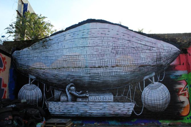 Phlegm is described by Richard Howard-Griffin as "one of the most exciting artists on the global street art scene at present, let alone London." Not all of his works in Hackney Wick survive.