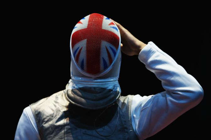 Britain's Husayn Rosowsky prepares for men's foil individual competition Tuesday.