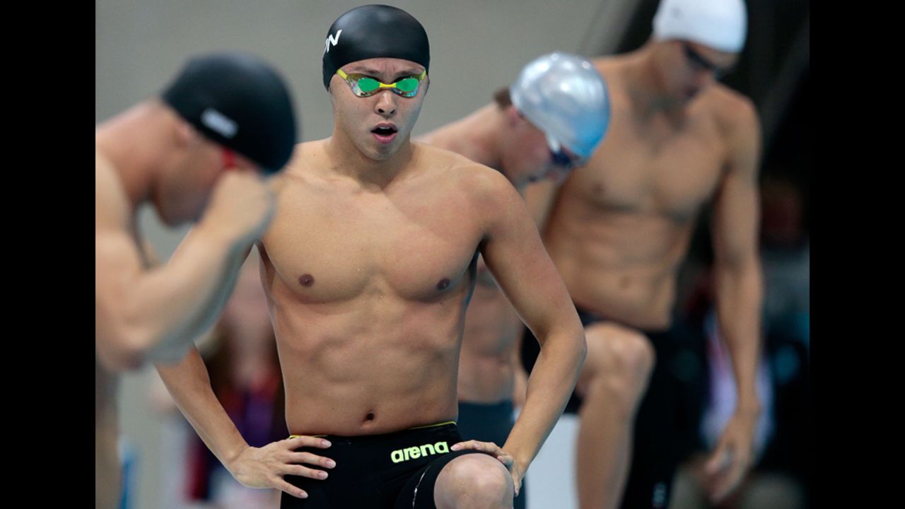 Kosuke Kitajima of Japan gets set for the start of the men's 200-meter breaststroke semifinal.