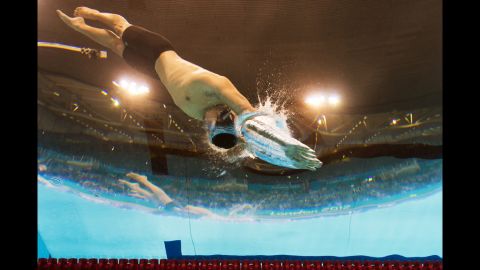 Japan's Takeshi Matsuda competes in the men's 200-meter butterfly final.