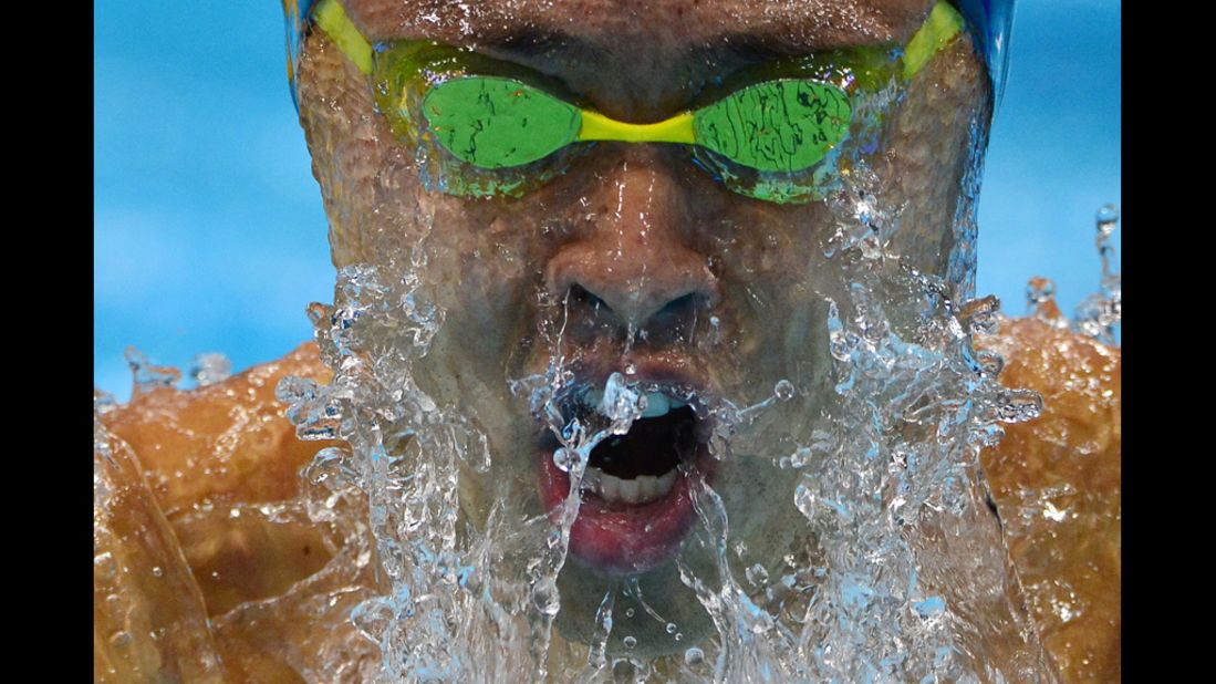 Japan's Kosuke Kitajima competes in the men's 200-meter breaststroke semifinal.