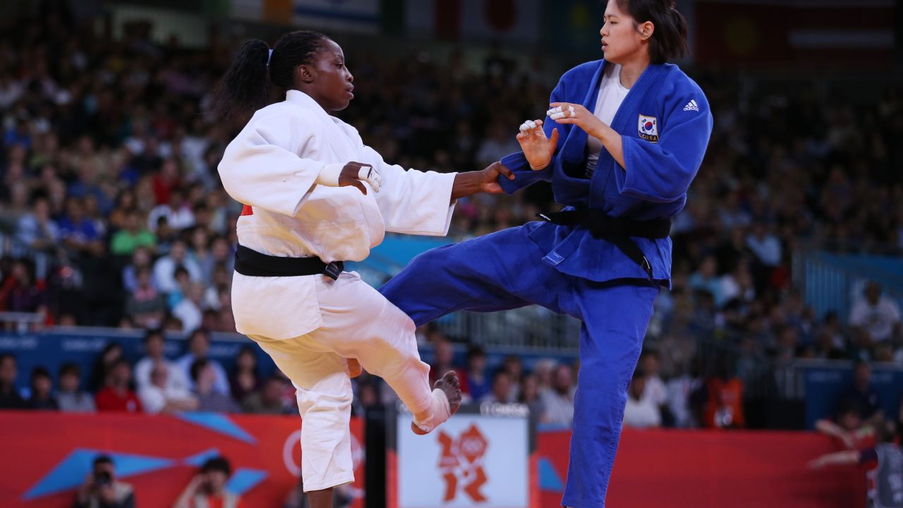 Judo -- there's something you don't see on your TV every day. Gevrise Emane of France vs. Da-Woon Joung of South Korea .