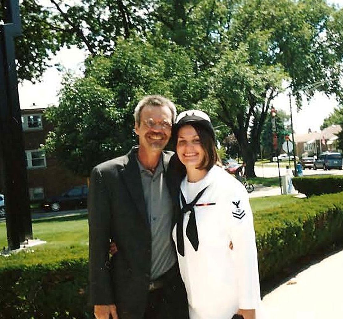 Samantha Schilling, with her father, lost several colleagues in the USS Cole bombing.