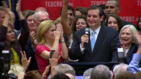 Ted Cruz celebrates his victory in U.S. Senate race in Texas.