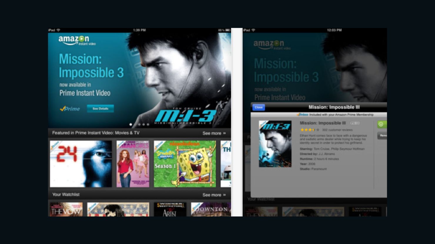 Amazon's instant video app for the iPad hit the App Store Wednesday morning.