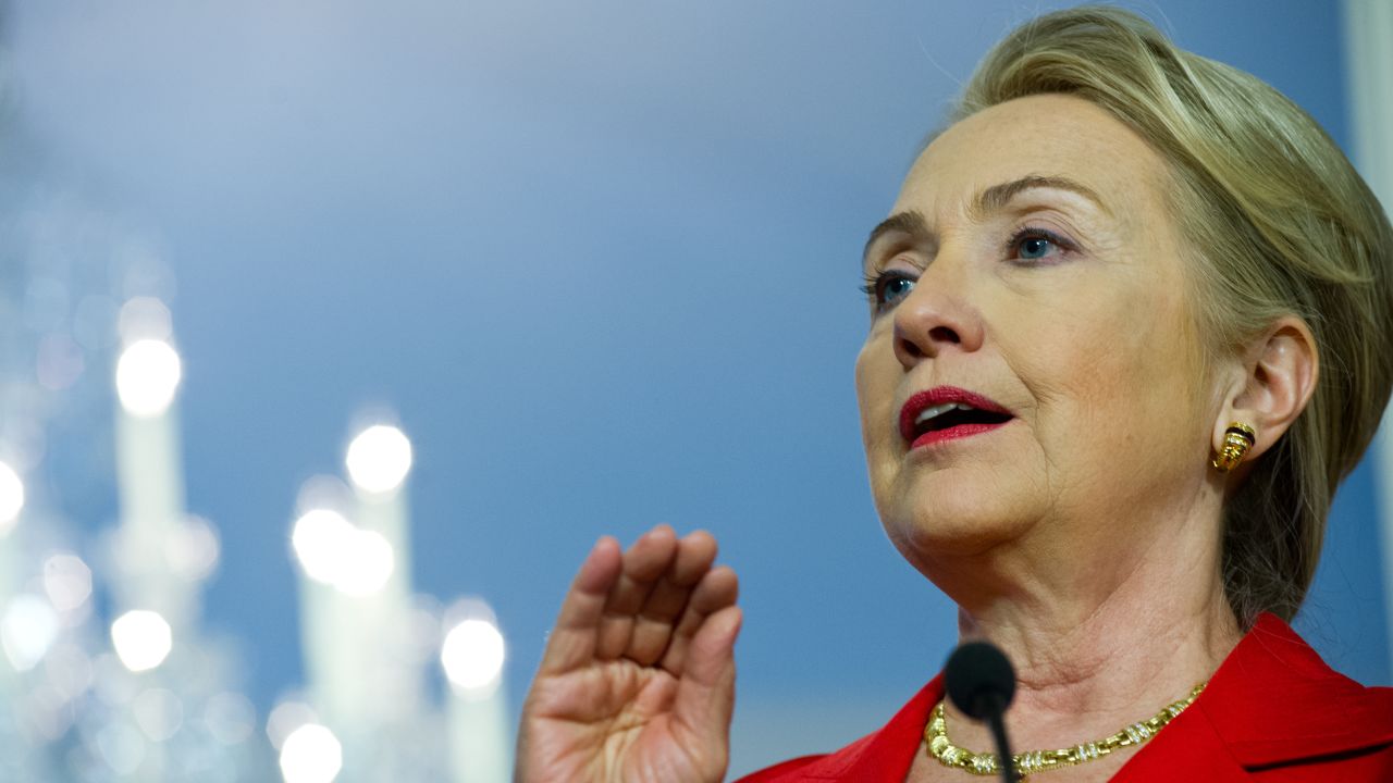 U.S. Secretary of State Hillary Clinton, pictured here on July 24, 2012, sets off Tuesday on an 11-day trip.