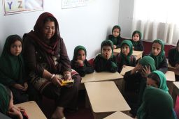 Razia Jan with some of her students.