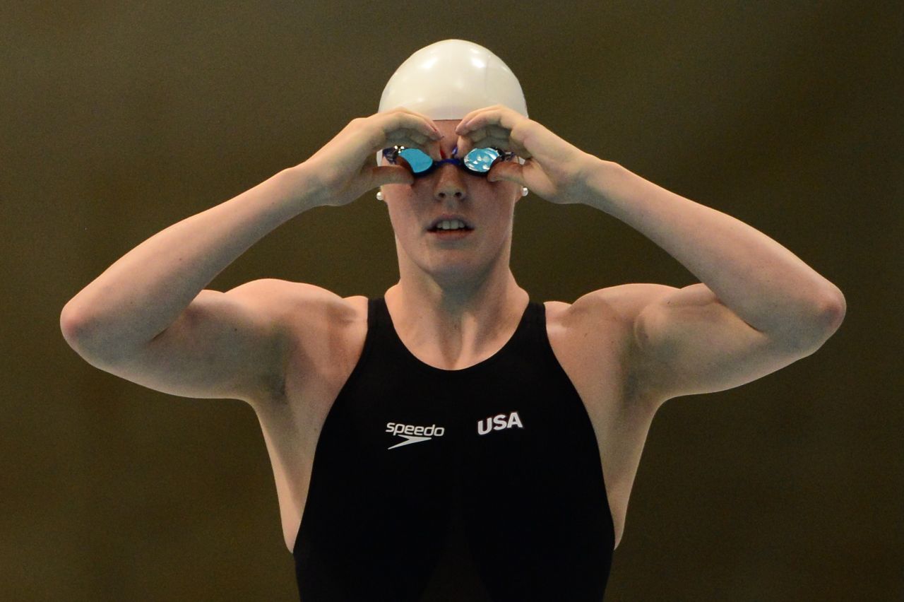 Missy Franklin of the United States prepares for a women's 100-meter freestyle heat Wednesday.