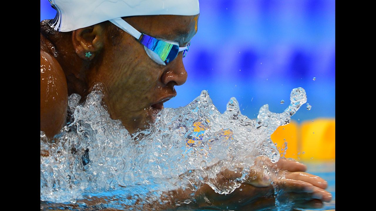 Jamaica's Alia Atkinson swims in a women's 200-meter breaststroke heat Wednesday.