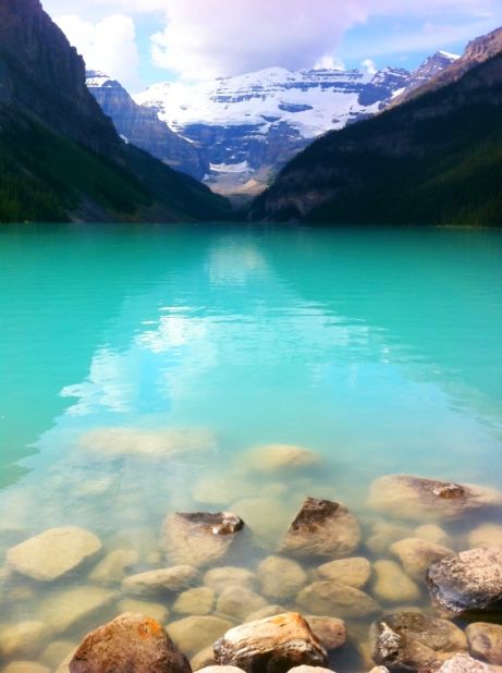 <a href="http://ireport.cnn.com/docs/DOC-814098">iReporter Jim McClure</a> took this iPhone picture of <a href="http://www.banfflakelouise.com/?gclid=CIfD0qODybECFcldTAodQFgAnQ" target="_blank" target="_blank">Lake Louise</a> in Banff National Park in the Canadian Rockies a few years ago. During that trip, he used his iPhone as his only camera and said he started to feel like a reporter with the continuous documentation.