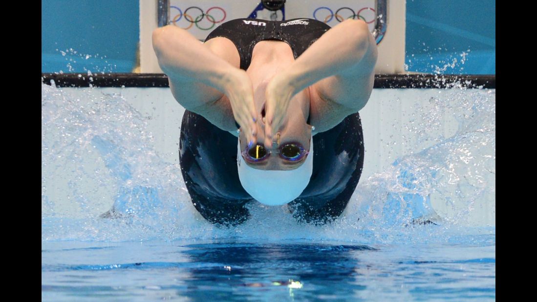U.S. swimmer Missy Franklin competes in the women's 200-meter backstroke heat.