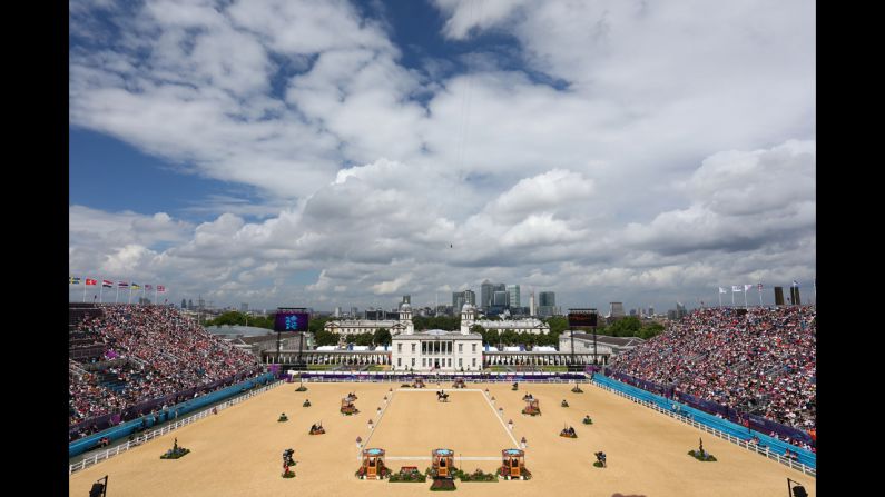 Dorothee Schneider of Germany competes in the dressage grand prix.