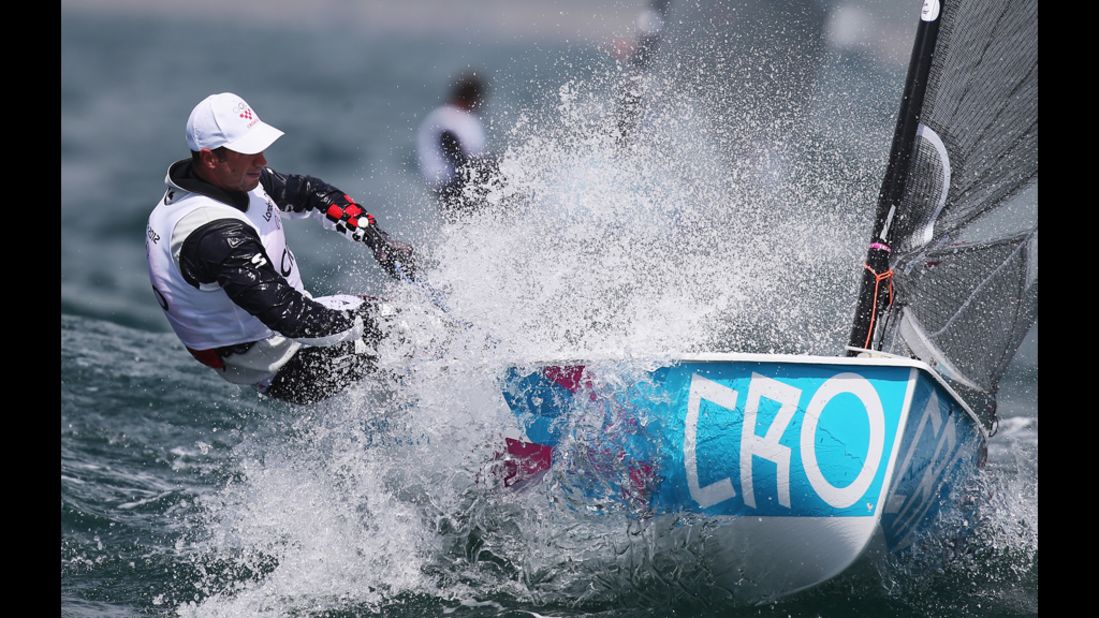 Ivan Kljakovic Gaspic of Croatia competes in the men's Finn sailing on Day 6 of the London 2012 Olympics.