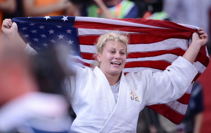 United States' Kayla Harrison reacts after winning the match.