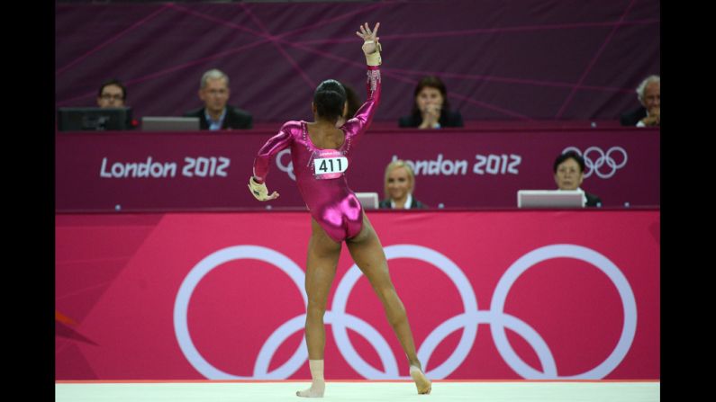 American Gabrielle Douglas performs in front of the judges during her the individual all-around gymnastics final on Thursday.
