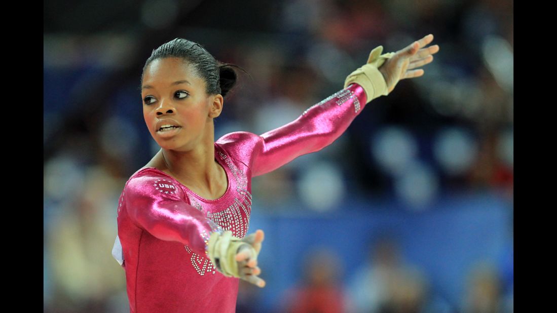 Gabby Douglas of the United States performs the floor exercise in the  gymnastics women's individual all-around final.