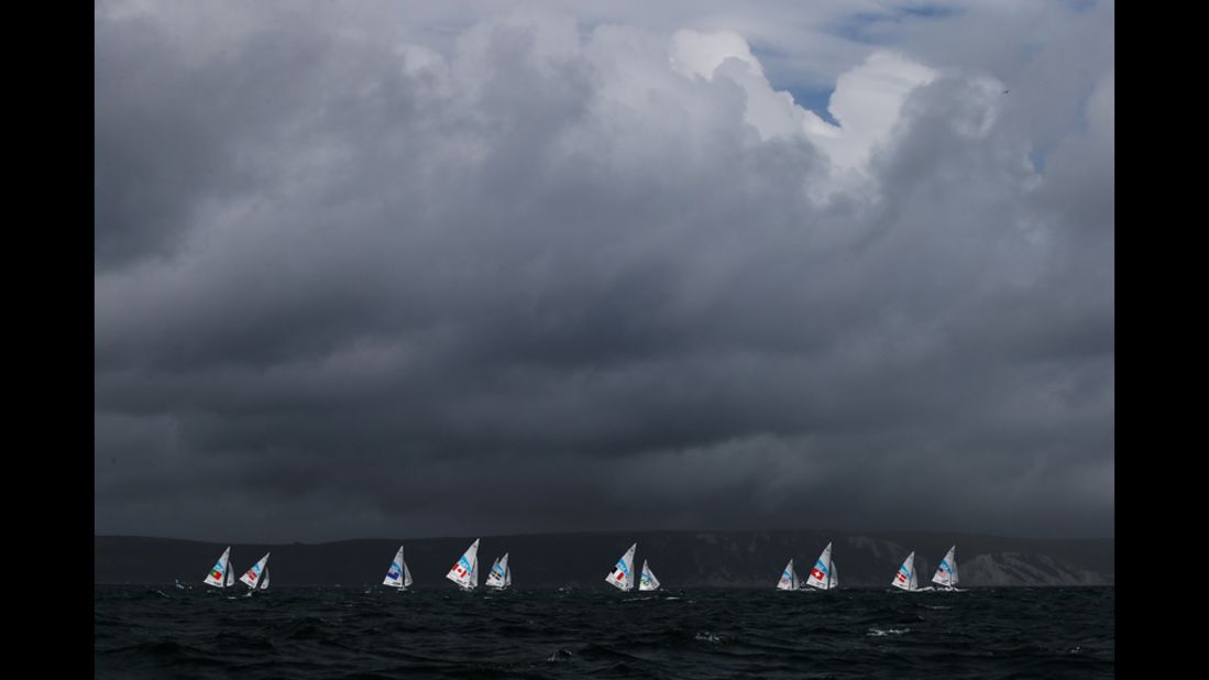 Competition gets underway in the men's star sailing in Weymouth, England.