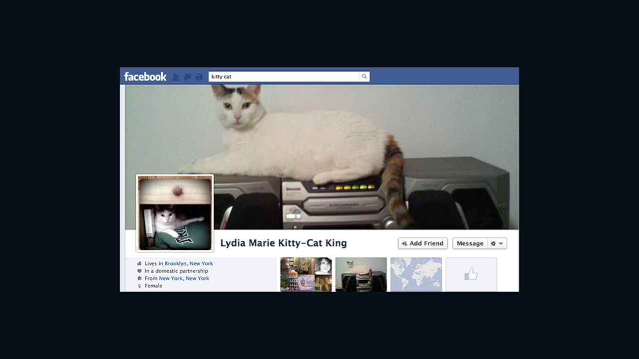 Facebook profiles for non-humans, such as companies or pets, violate the social network's terms of service.