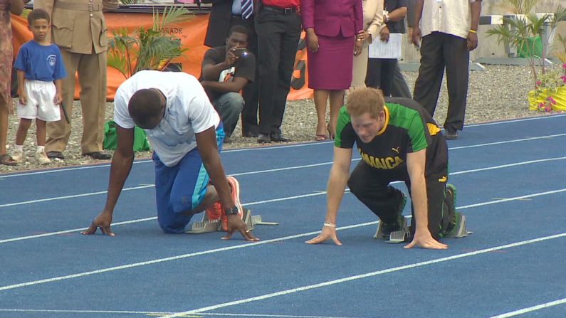 Prince Harry is in trouble over what appears to be naked photos of him in Las Vegas. Mostly the prince has been in the spotlight for performing his royal duties. Here, in the buildup before the London Olympics, Prince Harry prepares to run a mock race against Usain Bolt.