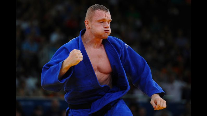 Dimitri Peters of Germany competes in the men's under 100-kilogram judo match.
