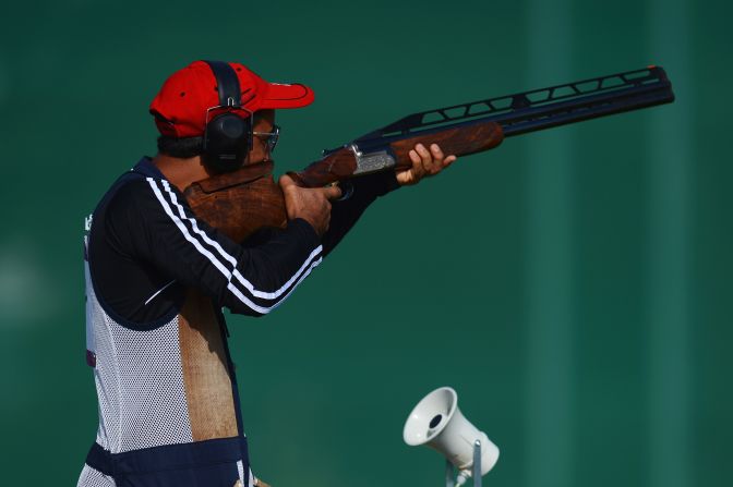 Ahmed Al Hatmi of Oman competes in the men's double trap shooting qualification round. Check out photos from <a href="index.php?page=&url=http%3A%2F%2Fwww.cnn.com%2F2012%2F08%2F03%2Fworldsport%2Fgallery%2Folympics-day-seven%2Findex.html" target="_blank">Day 7 of the competition</a> from Friday, August 3.
