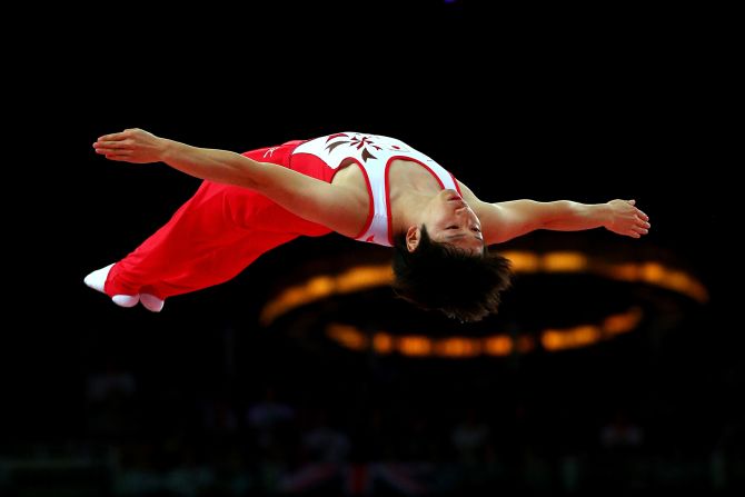 Japan's Masaki Ito competes in the men's trampoline event.