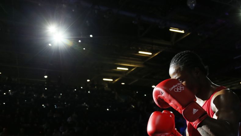 Canadian Custio Clayton gets ready for a welterweight match against Australia's Cameron Hammond. Clayton took the contest 14-11.