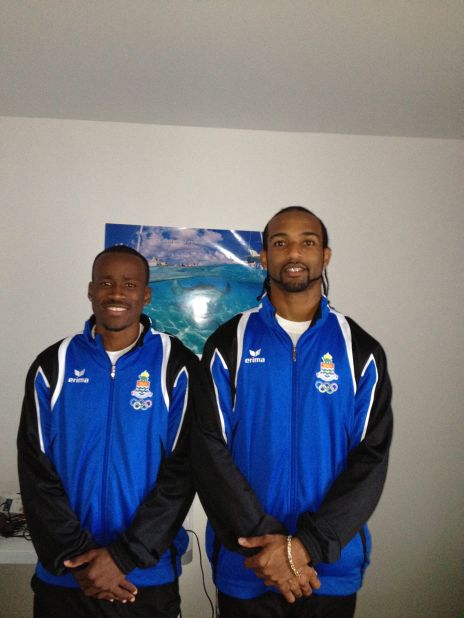 Ricardo Blas Jr is not the only athlete competing in London hoping to end their nation's drought of medals. Kemar Hyman (left) and Ronald Forbes (right) are representitives of the Cayman Island Olympic team and will be competing in the 100m and 110m respectively. 