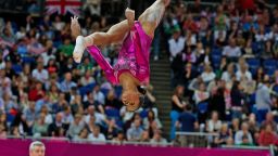 U.S. gymnast Gabby Douglas wins gold in the women's all-around individual competition. The 16-year-old, nicknamed "the flying squirrel" defeated Russia's Viktoria Komova by 0.259 marks. 
