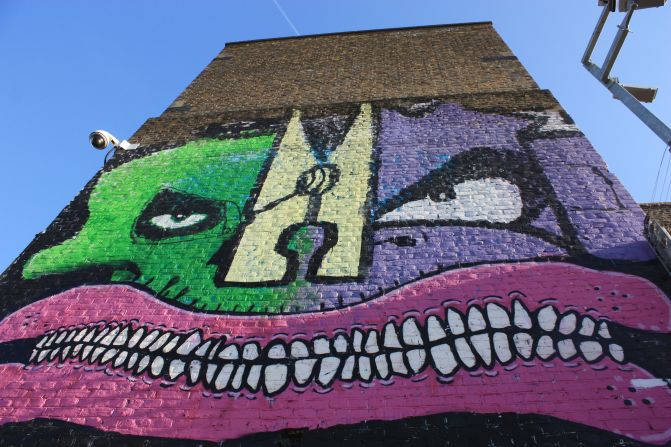 There are a number of epic Burning Candy Crew murals along the canal paths around Hackney Wick. This one features four of BC Crew -- Cyclops, Gold Peg, Mighty Mo and Sweet Toof. Olympic Authorities have closed the paths for the duration of the Olympics, so seeing them will be a challenge.