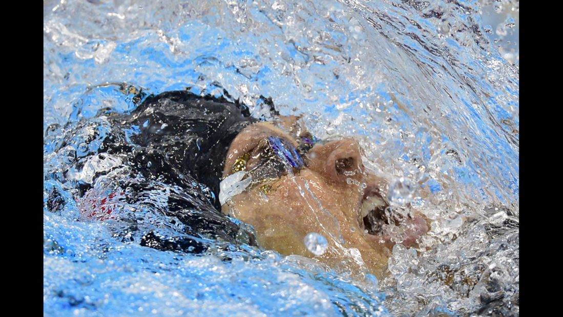United States swimmer Elizabeth Beisel competes in the women's 200-meter backstroke semi-finals swimming event.