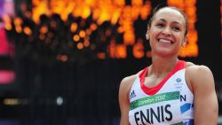 Jessica Ennis of Great Britain smiles during the Women's Heptathlon Javelin Throw on Day 8 of the London 2012 Olympic Games at Olympic Stadium on August 4, 2012 in London, England