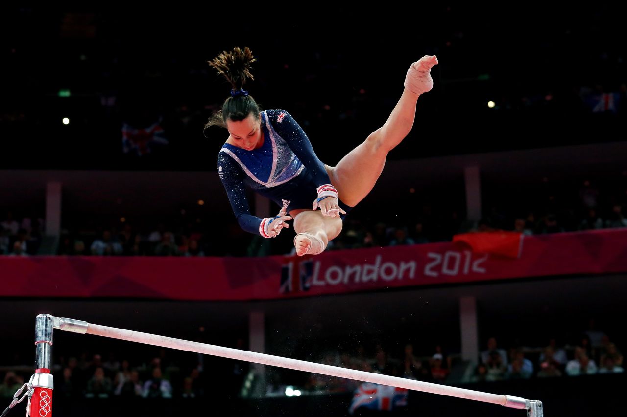 Elizabeth Tweddle of Great Britain competes in the women's uneven bars final on Monday, August 6.