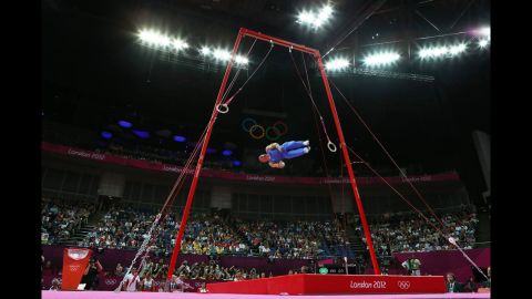 Matteo Morandi of Italy competes on the rings.