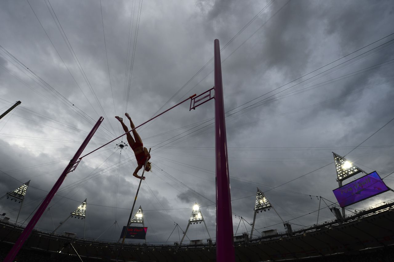 Becky Holliday of the United States competes in the women's pole vault final.