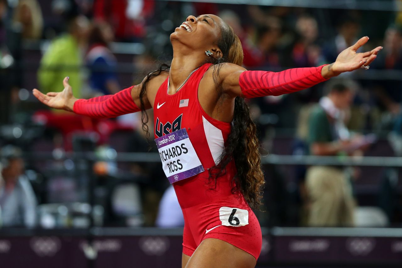 Sanya Richards-Ross wins the gold in the women's 400-meter final at the London 2012 Olympics on Sunday, August 5. Richards-Ross earned the 28th gold medal for the United States.