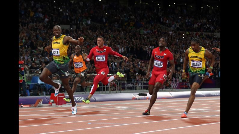 With a time of 9.63 seconds, Usain Bolt of Jamaica wins the gold in the men's 100-meter final on Sunday, August 5. Check out <a href="index.php?page=&url=http%3A%2F%2Fwww.cnn.com%2F2012%2F08%2F04%2Fworldsport%2Fgallery%2Folympics-day-8%2Findex.html" target="_blank">Day 8 of competition</a> from Saturday, August 4. The Games ran through August 12.