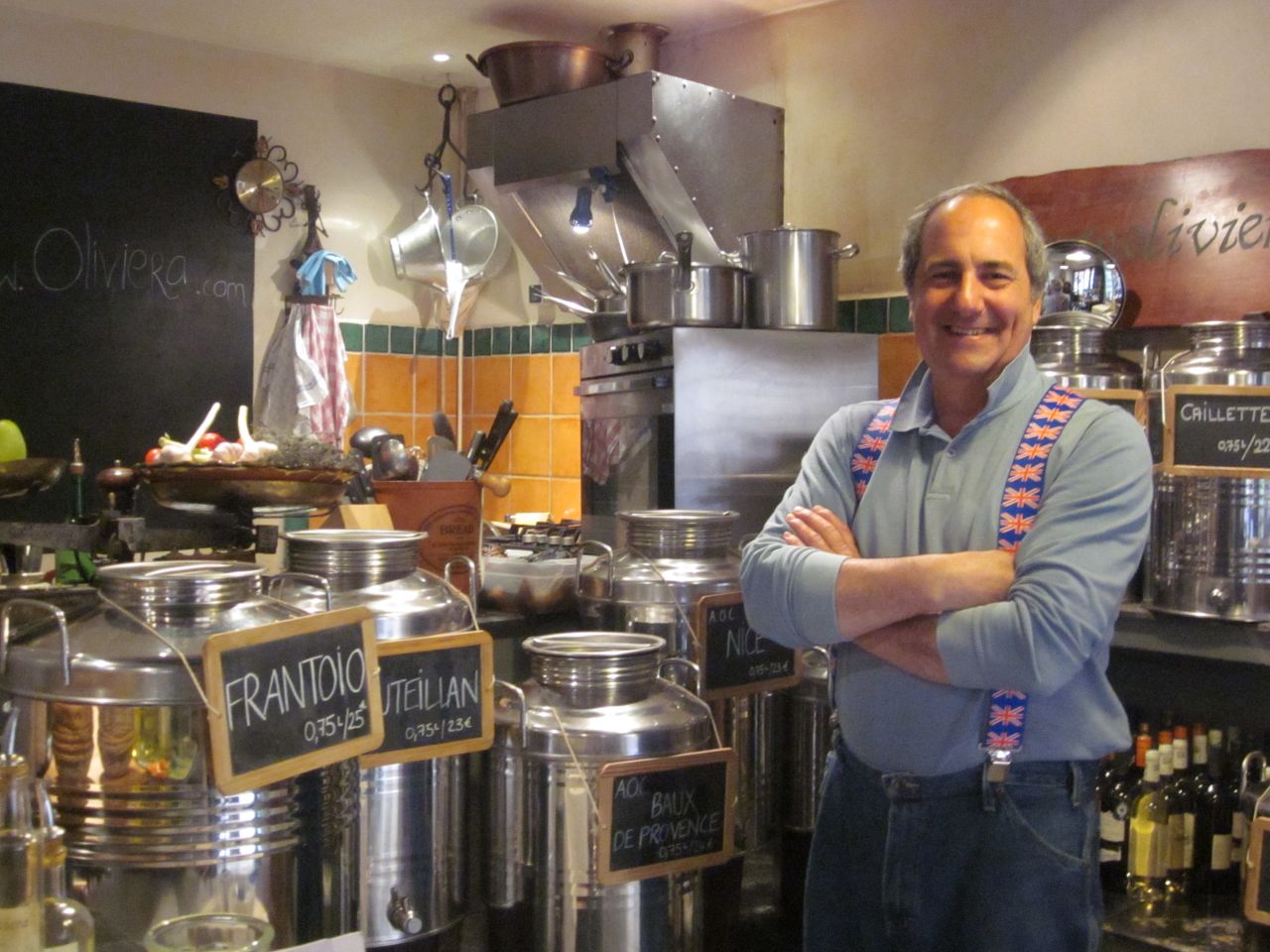 On a narrow street in Vieux Nice stands Oliviera, a tiny restaurant where owner Nadim Beyrouti's seasonal cuisine showcases the Provençal olive oils he sells.
