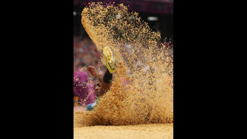 Jonathan Silva of Brazil competes in the men's triple jump qualification.