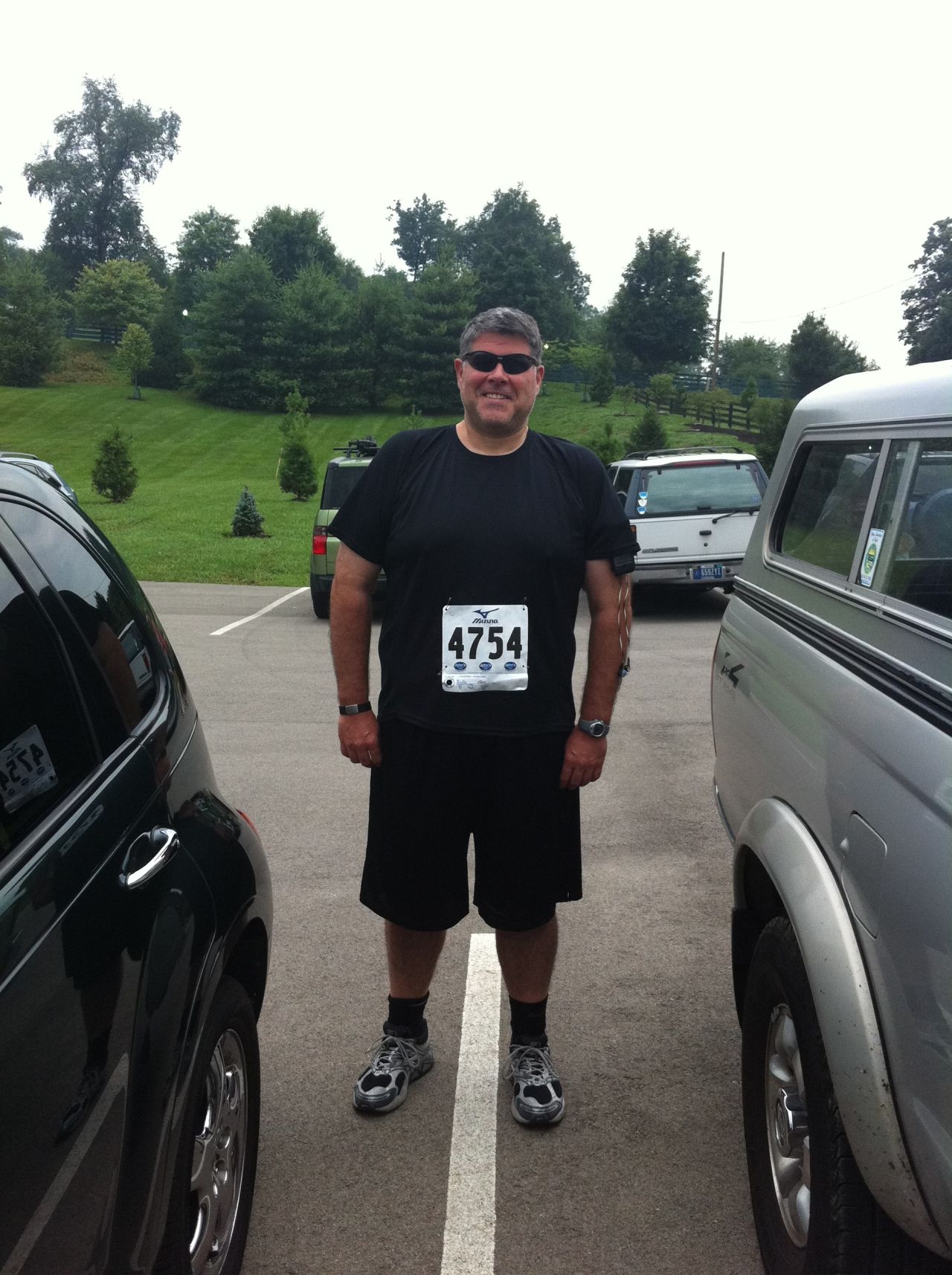 Rucker readies for his first 5K race, The Great Buffalo Chase, on July 4, 2011. 