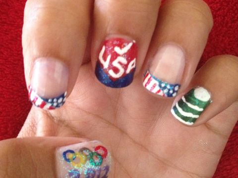 Silva shows off another of her designs, complete with a unique American flag French manicure. 