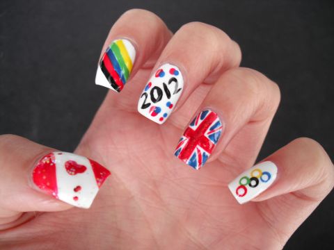 Jayne Lim designed her manicure to represent her home country of Canada and her host country, Great Britain. "What better way to <a href="http://ireport.cnn.com/docs/DOC-824372">celebrate and show support</a> for the London Olympics than with nail art?" said the Vancouver resident. "It lasts longer [and] is more subtle than face paint, and I can't be wearing Olympic regalia 24/7!"