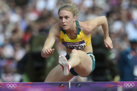 Sally Pearson competes in the women's 100m hurdles heats on August 6.