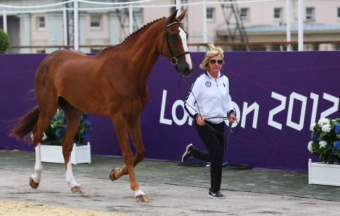 Karen O'Connor, 54, of the United States' equestrian team, rode her horse Mr. Medicott in the cross-country Olympic competition. She is the oldest member of U.S. Olympic contingent to compete in London.