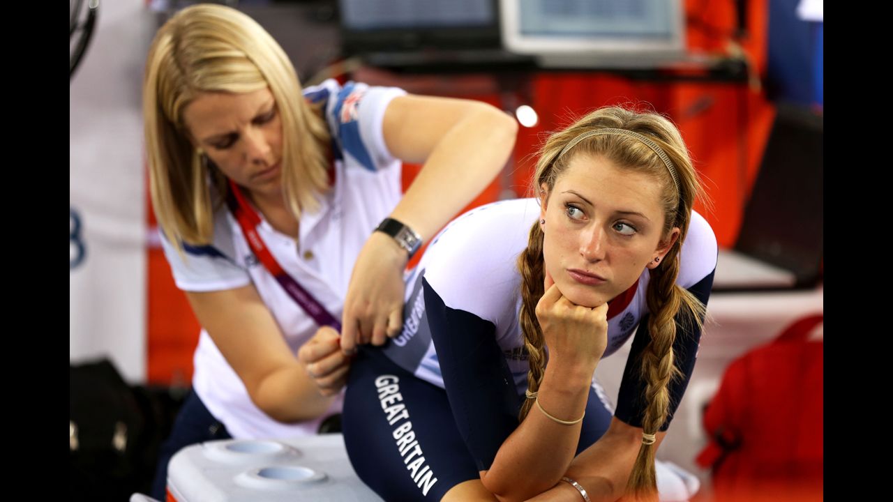 Great Britain's Laura Trott is still miffed about the "Kick Me!" sign.