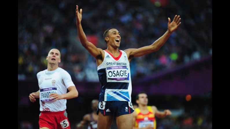 Andrew Osagie of Great Britain competes in the men's 800-meter semifinals.